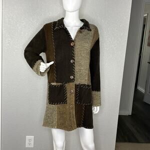VTG 90s Long Cardigan Patchwork Granny Boho Fairy Grunge Size M
